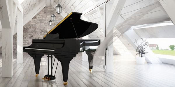 Pianotransport: Flügel in einem hellen Raum